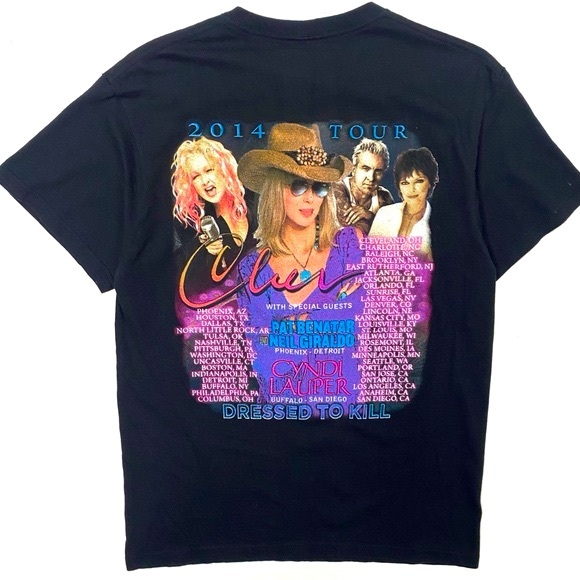 Cher 2014 Tour Dressed To Kill Black Double Sided Concert T Shirt Size Medium - Picture 2 of 5